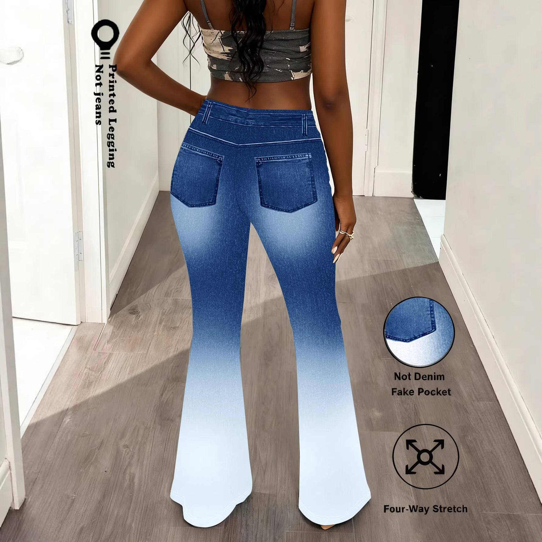 Comfortable Faux Denim Printed Leggings