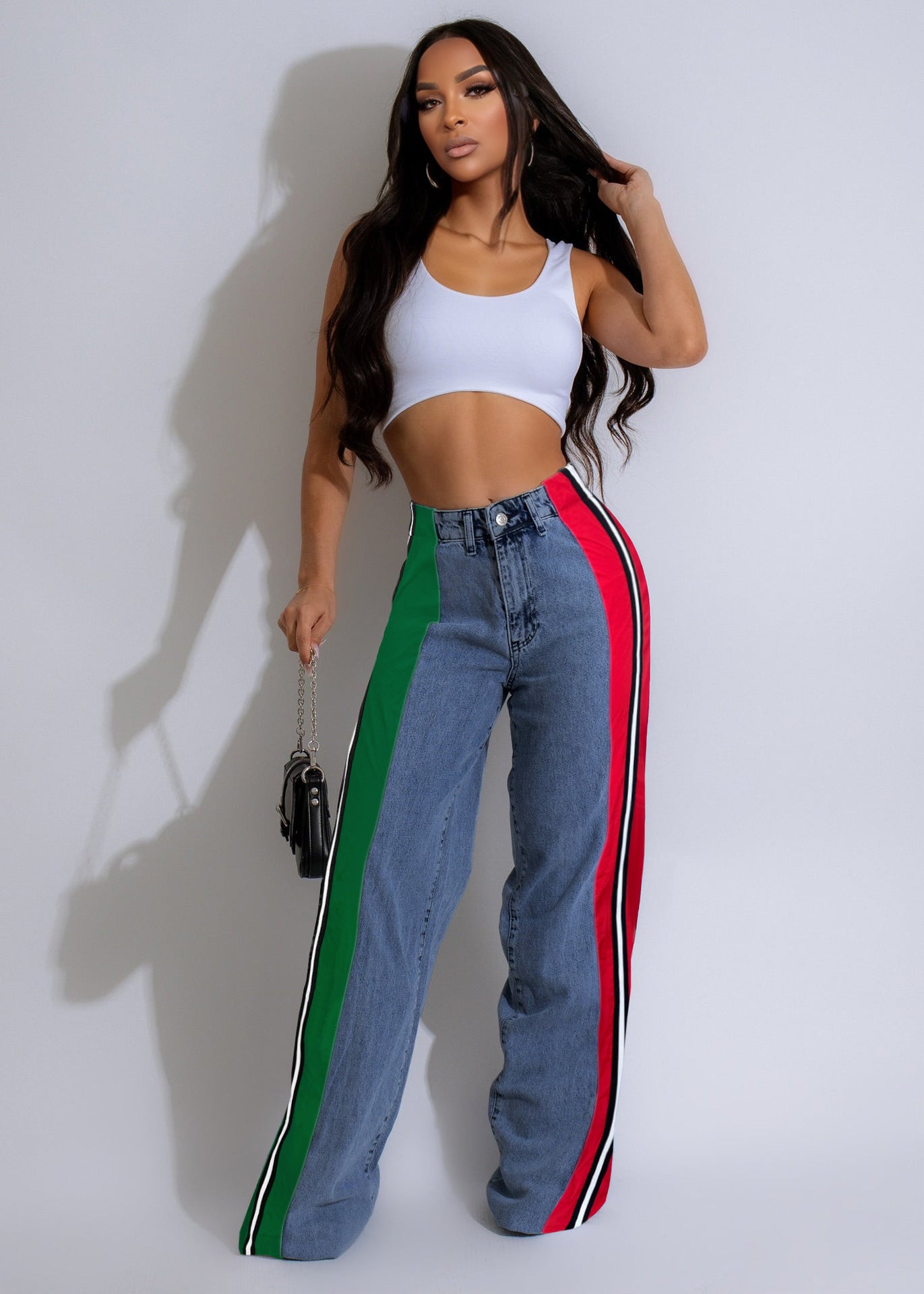 Stylish Striped Denim Jeans